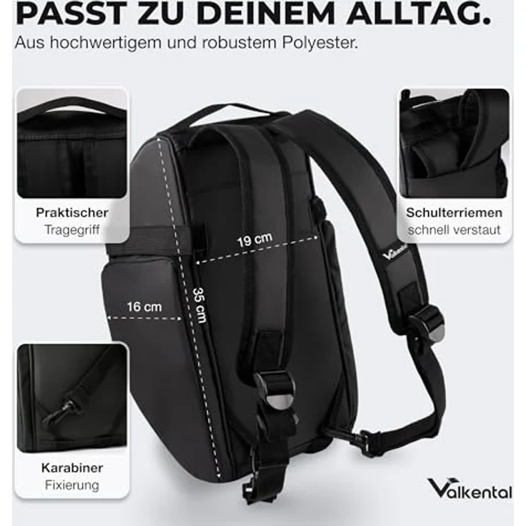 Valkental 3in1 Fahrradtasche für Gepäckträger, wasserfest und reflektierend, Rucksackfunktion, 10-14L Volumen, zahlreiche Fächer, schwarz/grau – Bild 4