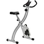HOMCOM Heimtrainer X-Bike Fahrradtrainer mit 8 stufig einstellbarem Magnetwiderstand faltbares Fitnessfahrrad höhenverstellbar LCD Trainingscomputer Handpulssensoren Silber+Schwarz 86 x 47 x 112 cm