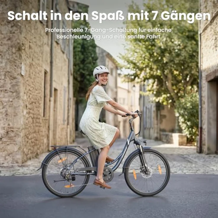 Touroll Breezi B1 E-Bike 250W, 90 km Reichweite, Shimano 7-Gang, 100 mm Federgabel, Tiefeinsteiger, max. 25 km/h – Bild 4