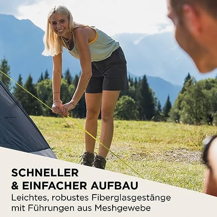 Coleman Zelt Darwin 2-4 | Kompaktes 2 bis 4 Mann Kuppelzelt | 4500 mm wasserdicht | integrierte Bodenplane, blau – Bild 5