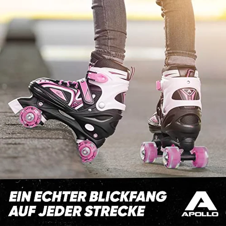 Apollo Rollschuhe LED Rollschuhe größenverstellbar Super Quads X-Pro, größenverstellbare Roller Skates für Mädchen und Jungen - Größen 31-42, blau mit 2 LED Reifen, ABEC 7 Kugellager – Bild 6