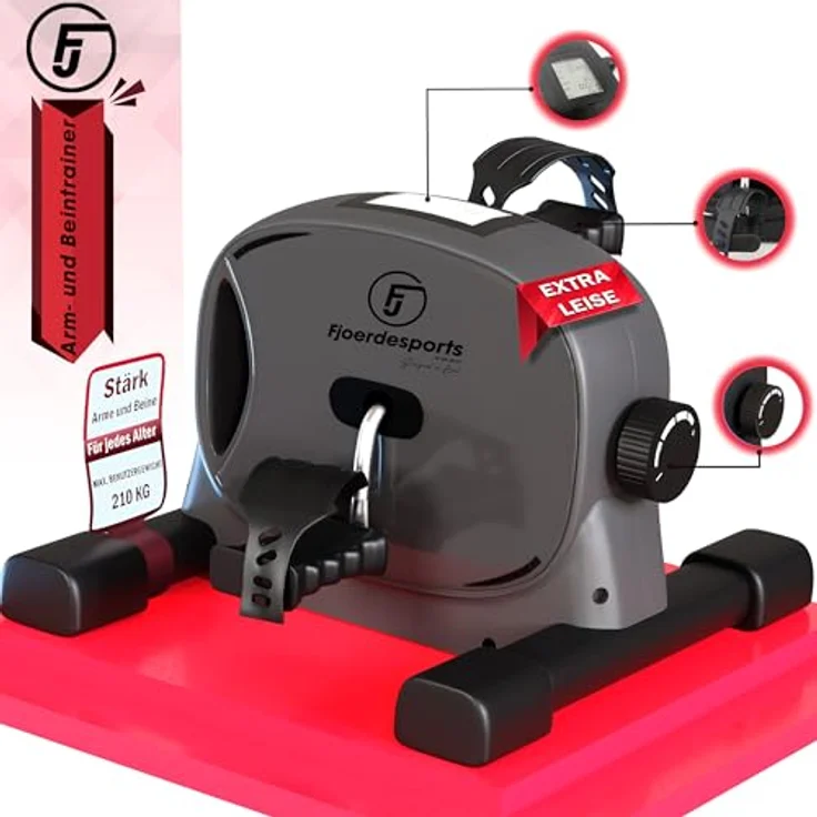 Fjoerdesports Pedaltrainer | Arm- und Beintrainer für zu Hause | extrem leiser Mini-Heimtrainer | Reha Bewegungstrainer | Training im Home-Office | Seniorentrainer | Heimtrainier – Bild 1