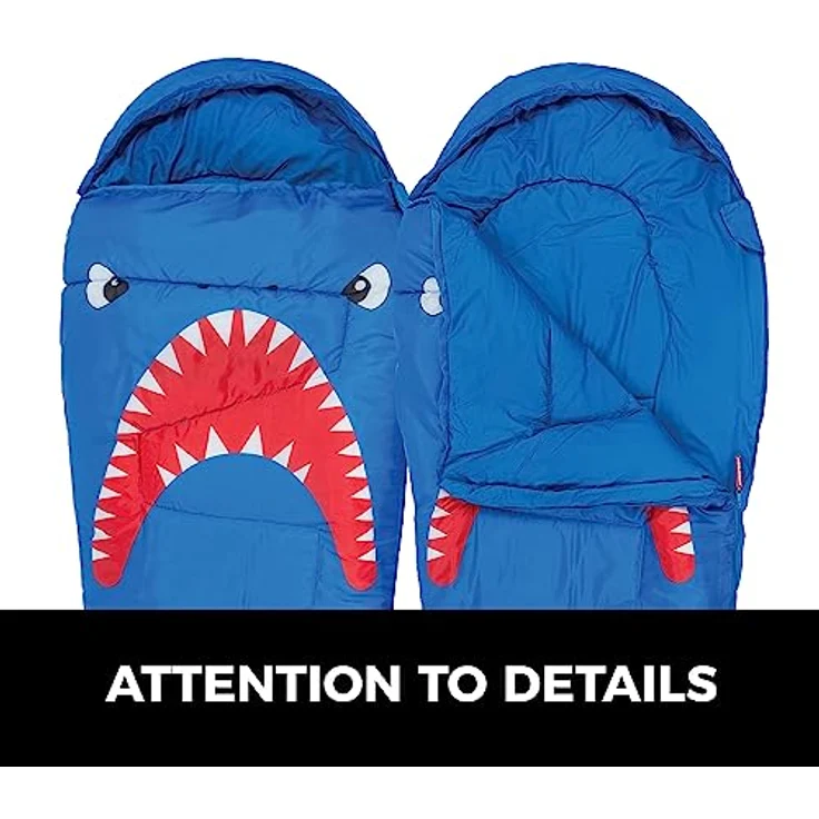 Highlander Kids Creature Schlafsack, Mummy Style Junior für Sommercamping, blau, mit komfortablem Futter und Packsack – Bild 4