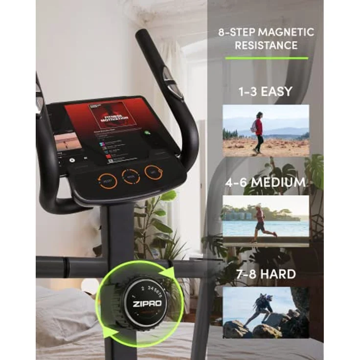 Zipro Hulk Magnetischer Crosstrainer für Zuhause bis zu 150 kg - 8-Stufen Widerstand Ellipsentrainer Heimtrainer mit Computer misst Puls Kalorien Distanz Schnelligkeit - weiß – Bild 4