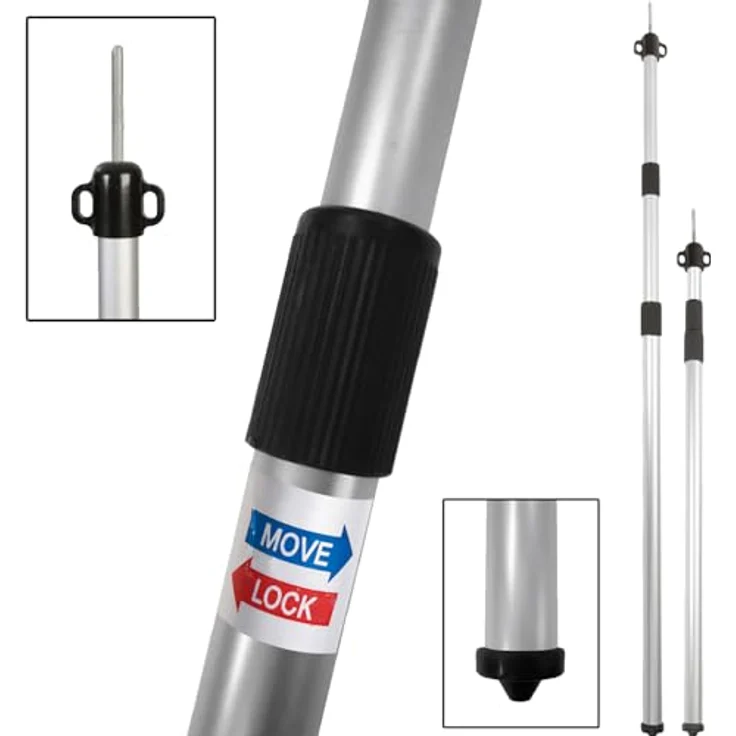 Bo-Camp No Label Bo Camp Tentstok Tele 3L - Teleskopierbare Tarpstange / Zeltstange 100 bis 260cm, eloxiertes Aluminium, rutschfestes Profil – Bild 2