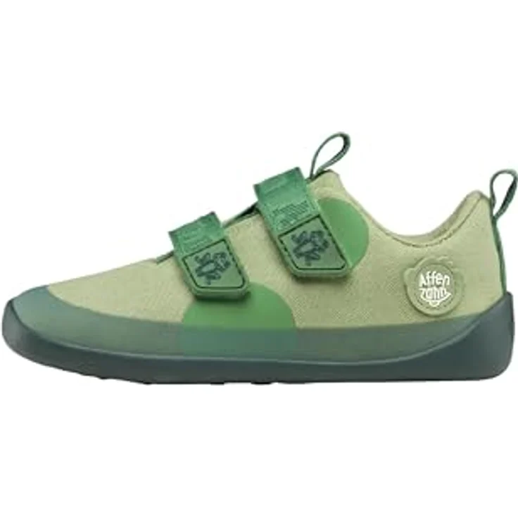 Affenzahn Kid's Barfussschuhe Lucky, Unisex Kletterschuhe aus 100% Bio-Baumwolle, Grün, Größe 26 mit Klettverschluss und rutschfester Gummisohle – Bild 1