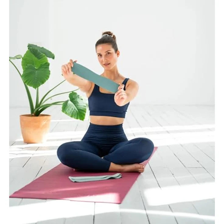 NEOLYMP Pilates Fitnessbänder, Silikon Resistance Bands 3er Set mit 3 Widerstandsstufen 9/14/18 kg, rutschfestes Gymnastikband für Pilates, Yoga & Bauch Beine Po (Berry) – Bild 2
