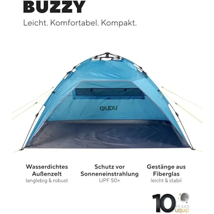 Uquip Buzzy Beach Shell, Strandzelt + Strandmuschel für 3 Personen, 2 kg – Bild 2