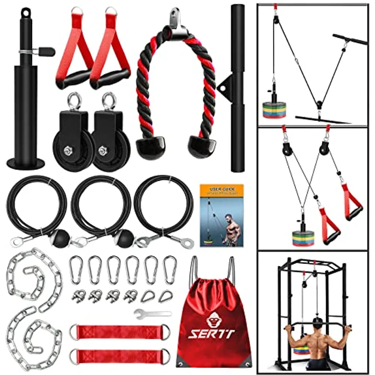 SERTT Gewicht Seilzug Fitness Gym, Verbesserte Kabelzug Fitness Latzug Gym Fitnessgeräte für LAT Pull Down, Bizeps Curl, Trizeps, Armtraining-Gewichtsscheibensystem Zusatzgeräte - Preisvergleich – Bild 1