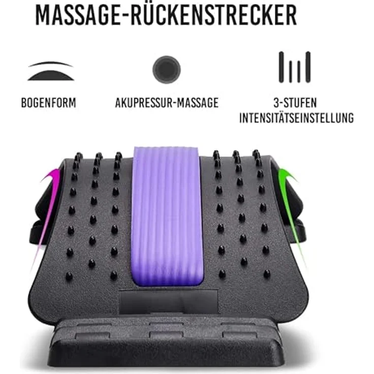 Sport Knight Massage-Rückenstrecker, 3-stufige Intensitätseinstellung, Akupressur-Massage, mit Schaumstoffpolsterung Schwarz/Lila – Bild 2