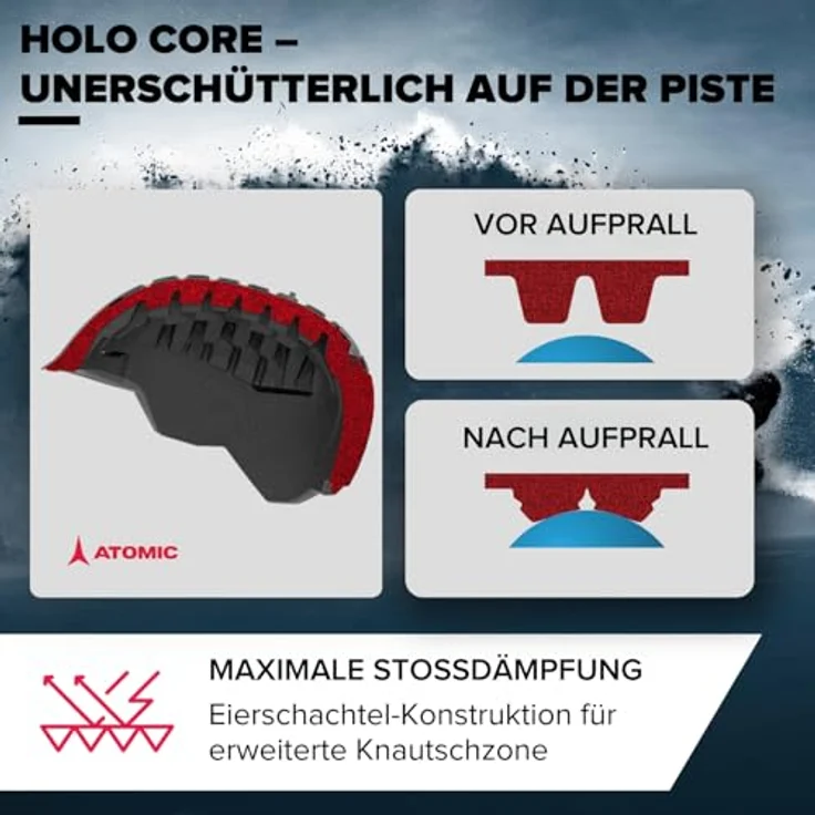 ATOMIC Savor Visor Stereo Helm, Unisex für Erwachsene, Maroon, 51-55, Anti-Fog Technologie, Holo Core-Konstruktion, aktive Belüftung – Bild 4