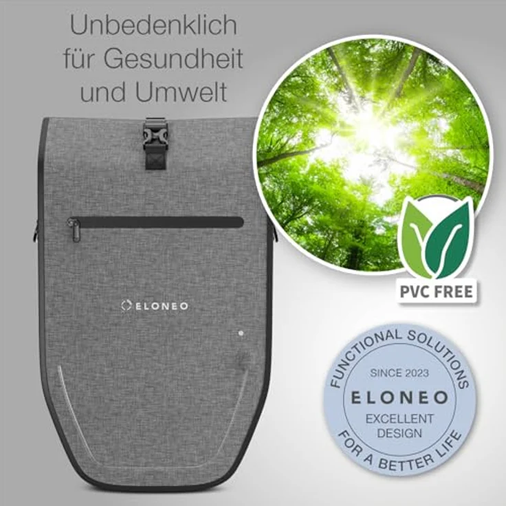 Eloneo Velotasche Gepäckträgertasche, 28 l, wasserdicht mit LED-Streifen und Reflektoren – Bild 6