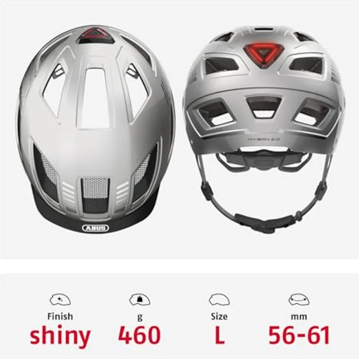 Abus Hyban 2. 0 Fahrradhelm - Silber 56 - 61 cm – Bild 4