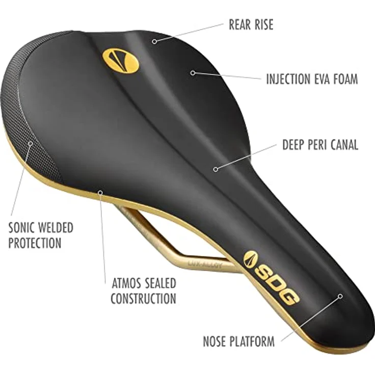 SDG Bel-Air 3.0 Lux/Aluminium-Sattel, hochwertiger Fahrradsattel in Schwarz/Gold, innovatives Design – Bild 2