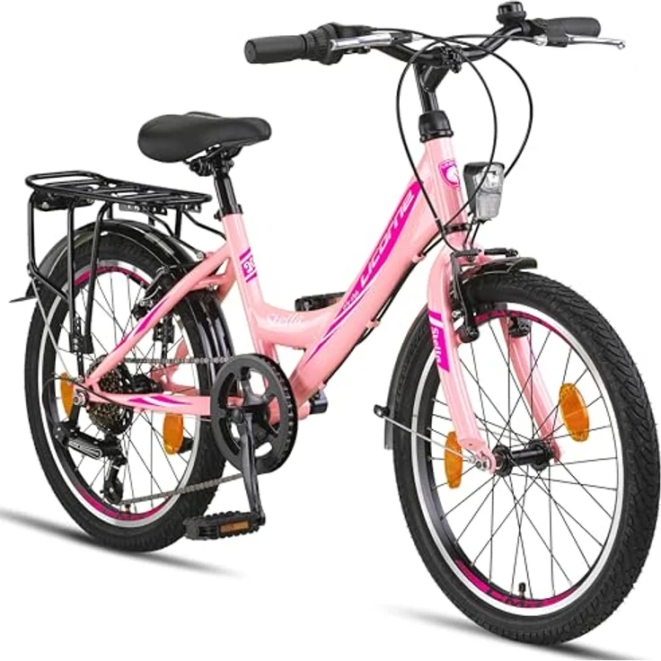 Licorne Bike Stella Premium City Bike 20 Zoll 6 Gang Fahrrad für Mädchen Herren und Damen 21 Gang Holland Citybike (Rosa 20 Zoll) – Bild 1
