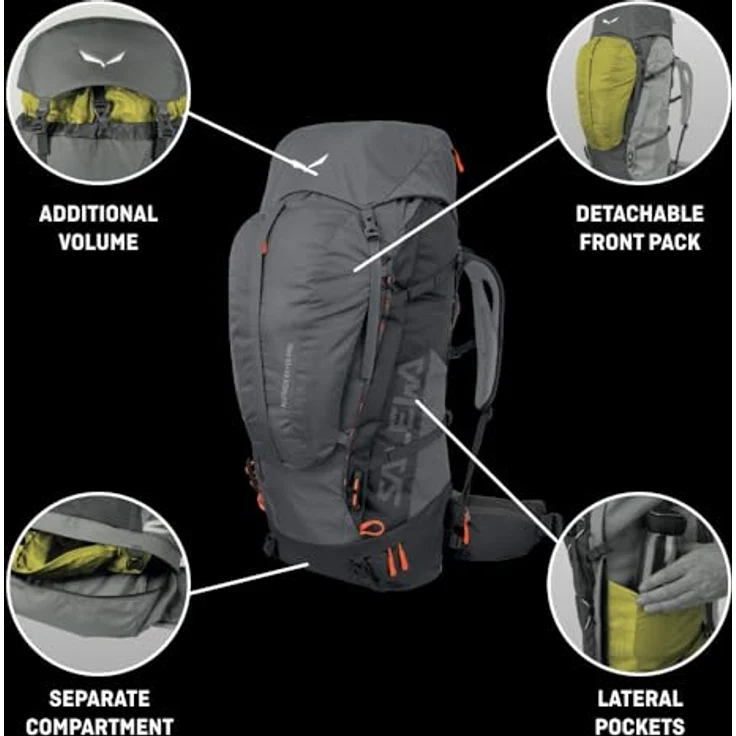 Salewa Alptrek 65+10 L Profi-Rucksack, Grau - Erweiterbares Volumen, Custom-Tragesystem, Regenhülle – Bild 3