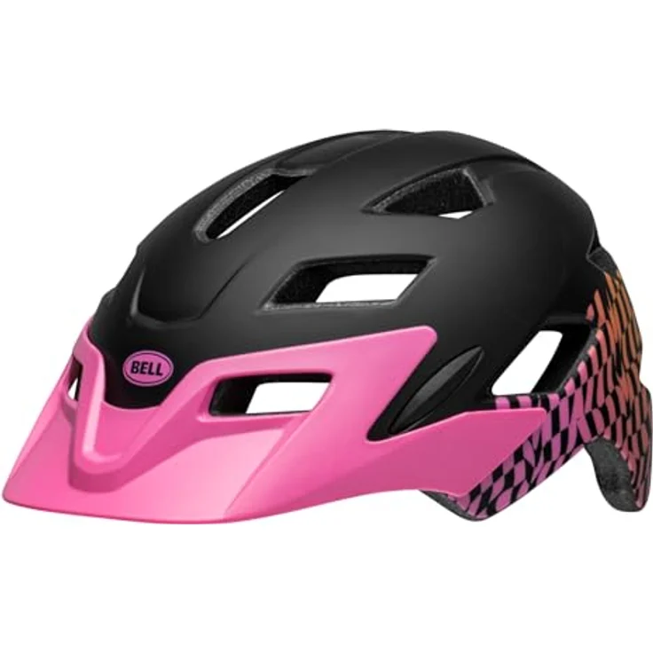 Bell Sidetrack Youth Fahrradhelm, matte pink wavy checks, unisize Schwarz, ergonomisches Design, herausragende Belüftung und erhöhte Sichtbarkeit. – Bild 2