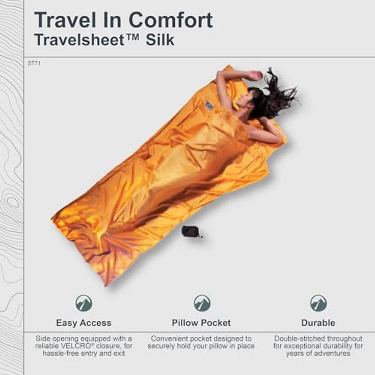 Cocoon TravelSheet, Schlafsack (220 cm) aus hochwertiger Seide, leicht und temperaturausgleichend – Bild 2