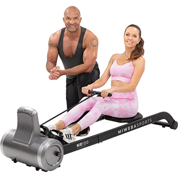 Miweba Sports Rudergerät MR100 | Rudermaschine klappbar - Fitnessgerät - Magnetbremse - 6 Widerstandsstufen - Heimtrainer - Krafttraining - Rudergeräte für Zuhause - Rowing Machine (Grau)