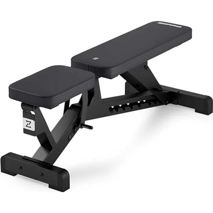 ZIPRO verstellbare Bank Pumpiron, Hantelbank Belastung 350kg, Fitnessbank mit 8-Fach verstellbaren Rückenlehne, Sitz 3-Fach Verstellbar, Sit Up Bank, schwarz – Bild 3
