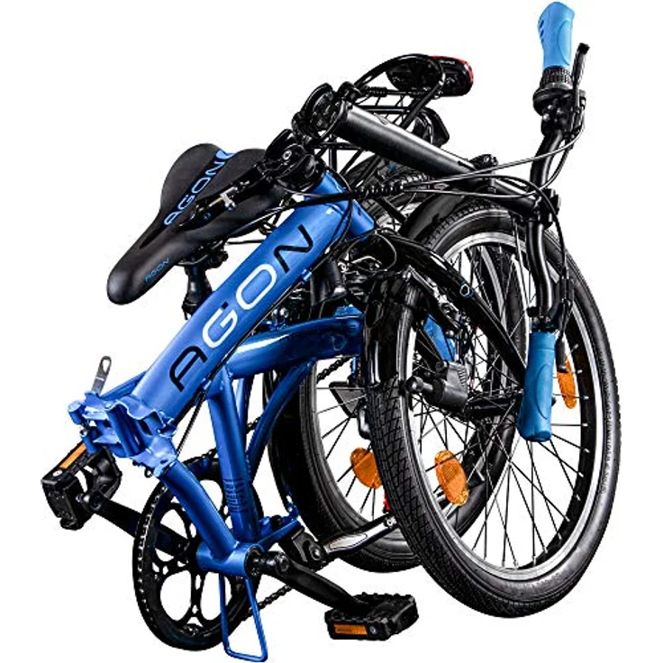 AGON Parklane Klapprad, 20 Zoll Faltrad mit 6 Gängen, Urban Bike, blau, für Körpergrößen 150-185 cm, StVZO geprüft, mit V-Bremsen, Beleuchtung und Gepäckträger – Bild 5