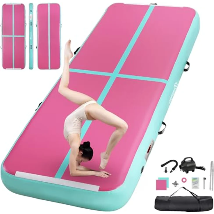 FBSPORT Air Tumbling Track 3 m, aufblasbare Trainingsmatte mit 10 cm Höhe, ideal für Tumbling und Yoga, inklusive Pumpe – Bild 1