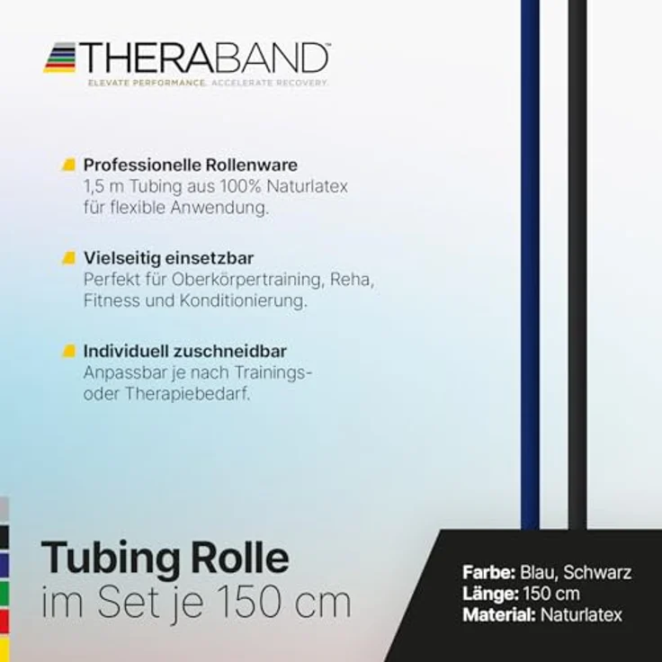 THERABAND TheraBand Tubings 1,50m, Widerstandsbänder Set aus Naturkautschuk, schwer, für Therapie & Fitness, vielseitig einsetzbar, langlebig, puderfrei – Bild 2