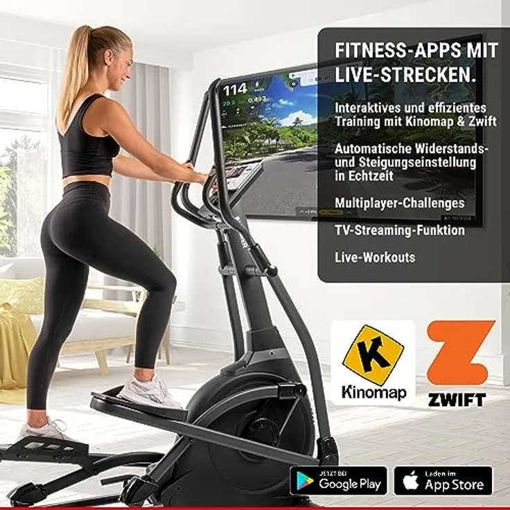HAMMER Ellipsentrainer SpeedMotion II, 3-fache Steigung, 24 Programme, 18 kg Schwungmasse, Kinomap & Zwift - Preisvergleich – Bild 3