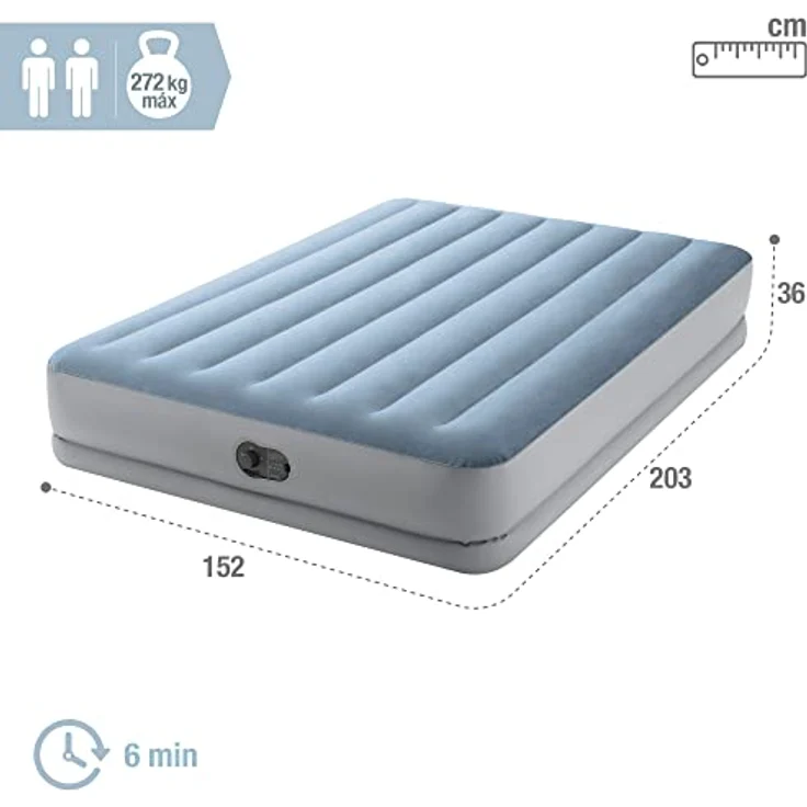 Intex Luftmatratze Intex 64159 QUEEN DURA-BEAM COMFORT AIRBED Luftbett (L x B x H) 203 x, integrierte USB-Pumpe, beflockte Oberseite – Bild 5