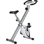 Ultrasport F-Bike, F-Rider Basics, Fahrradtrainer, Fitnessfahrrad LCD Trainingscomputer, Klappbarer Hometrainer, Max. Benutzergwicht 110 kg, Pulsmessung, 8 Widerstandsstufen, Trimmrad, Weiß/Silber