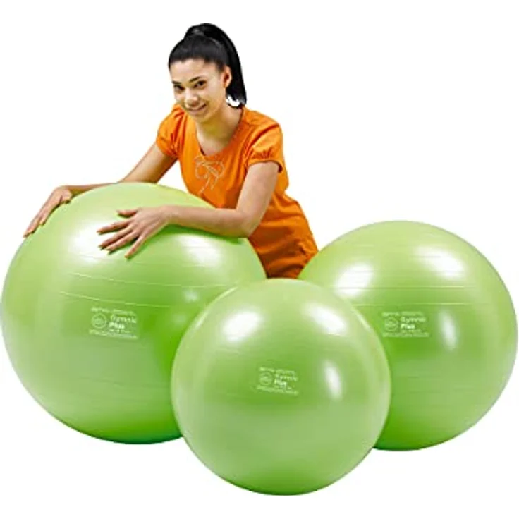 GYMNIC Gymnic Plus 75, platzsicherer Gymnastikball für Reha-Übungen, grün – Bild 2