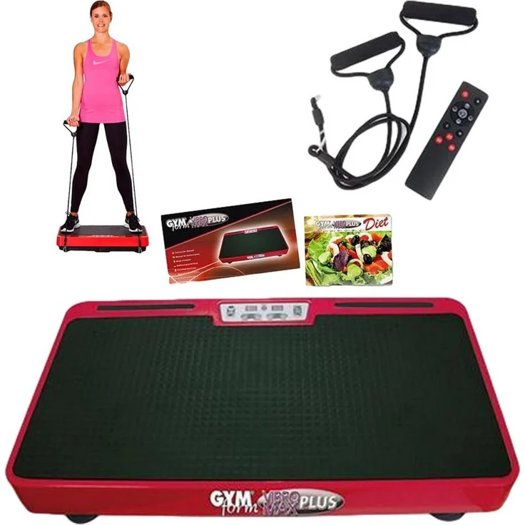 Gymform® VibroMax Plus Vibrationsplatte, 200 W, 99 Intensitätsstufen, 10 Programme, inkl. Widerstandsbänder und Fernbedienung