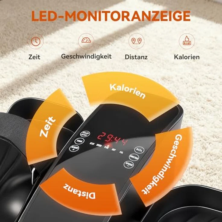 SPORTNOW Mini Ellipsentrainer Untertisch, elektrischer Crosstrainer mit Fernbedienung, LED-Display, 12 Geschwindigkeiten, rutschfest und leise, tragbarer Beintrainer für Senioren, max. Tragkraft 120 kg – Bild 5