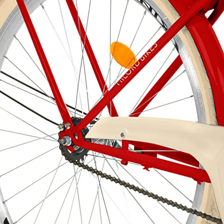 Milordbikes City-Fahrrad 46 cm, rot, Metall, mit Aluminiumfelgen und hinterem Träger für Freizeit und Fitness – Bild 8