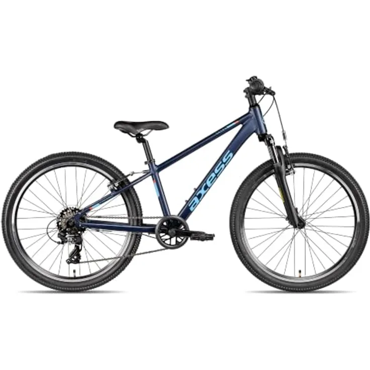 Axess Kinderfahrrad Stipe 24, 7 Gang Shimano Tourney Kettenschaltung, leichter Aluminiumrahmen, blau