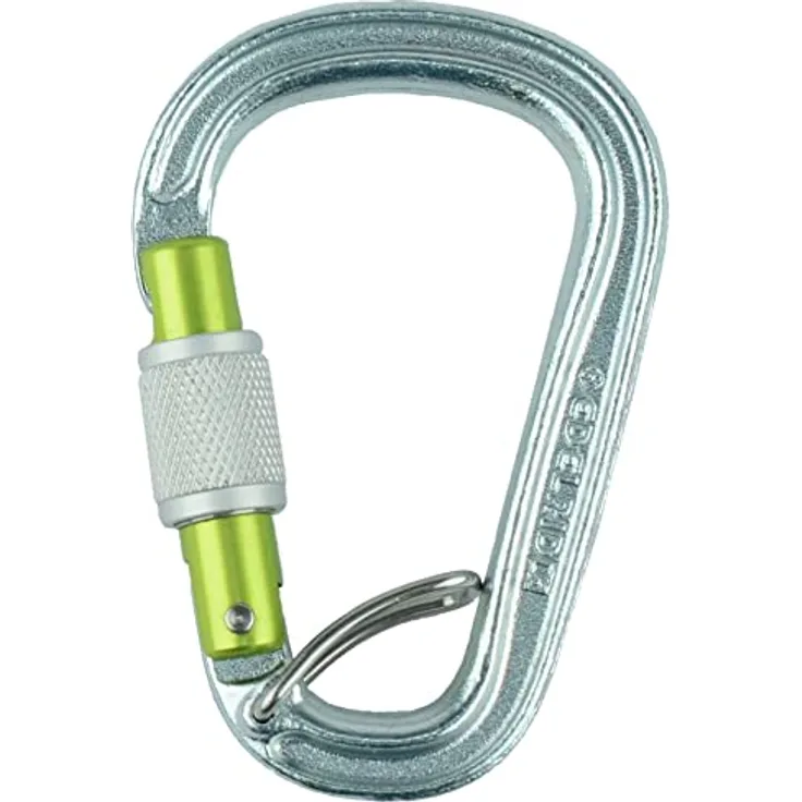 EDELRID HMS Bruce Steel Screw FG II, Karabiner mit Keylock-Verschluss, H-Profil-Konstruktion, silber