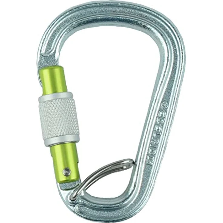 EDELRID HMS Bruce Steel Screw FG II, Karabiner mit Keylock-Verschluss, H-Profil-Konstruktion, silber