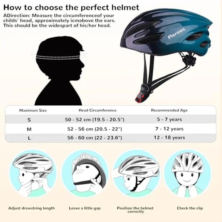 Tacklife Plusawa Kinder Fahrradhelm EN1078 CE, verstellbarer Kinnriemen, 3D DIY Aufkleber, reflektierende Dekoration, für Roller & Inlineskates, Unisex, 50-60 cm – Bild 6