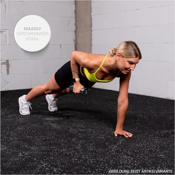 Sport-Tec Chromhantel 10 kg, verchromte Fitnesshantel mit angerautem Griff für sicheren Halt – Bild 2