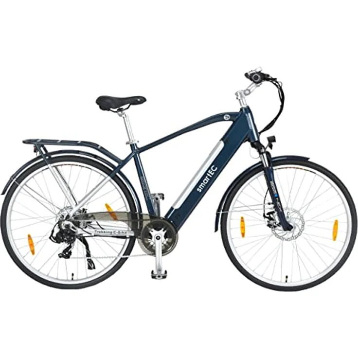smartEC Trek-28H E-Bike Trekking Herren 250W Hinterradmotor Li-Ion Akku 36V/13Ah Elektrofahrrad 28 Zoll Reichweite 90km bis 25 km/h Trekking City (Blau) – Bild 1