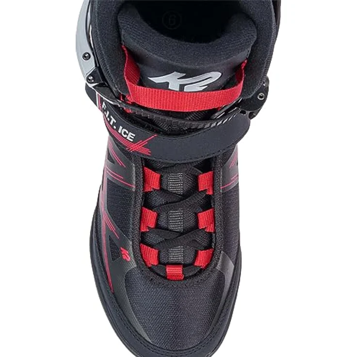 K2 Skates Herren Schlittschuhe F.I.T. ICE, Stabilität Plus Cuff, Edelstahlkufen, wasserabweisend, schwarz-rot – Bild 2