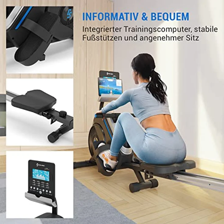 Capital Sports Rudergerät für Zuhause, Kompakter Rowshaper, Rudergerät Klappbar mit 8 Stufen, LCD-Monitor, Bodenrollen, Row Shaper mit Magnetwiderstand, Cardio-Rudergeräte, Fitnessgeräte für Zuhause – Bild 2