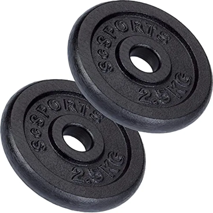 ScSPORTS® Hantelscheiben - Einzeln/Set, Ø 30/31 mm, Gusseisen, Gewichtswahl - Gewichtsscheiben, Set, Hantelgewichte, Fitness Scheiben, Gussscheiben, Gewichte für Hantel, Langhantel