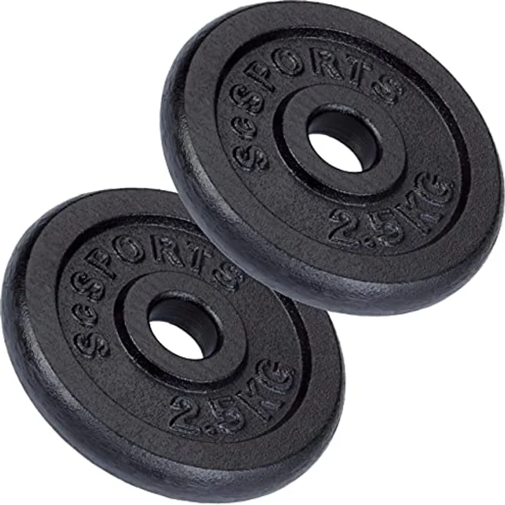 ScSPORTS® Hantelscheiben - Einzeln/Set, Ø 30/31 mm, Gusseisen, Gewichtswahl - Gewichtsscheiben, Set, Hantelgewichte, Fitness Scheiben, Gussscheiben, Gewichte für Hantel, Langhantel – Bild 1