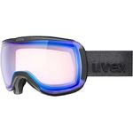 Uvex downhill 2100 V, selbsttönende Skibrille mit Anti-Fog-Beschichtung für Damen und Herren, black matt/blue-clear, one size