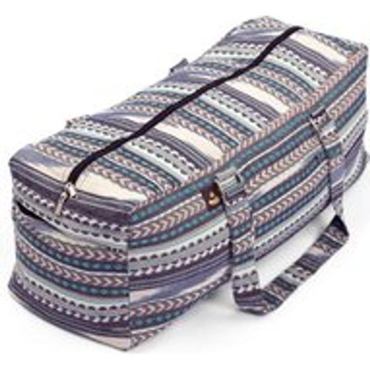bodhi ETHNO Collection: Yoga Kit Bag aus Ikat-Webstoff, schwarz-weiß-blau gemustert, große Tasche mit Reißverschluss