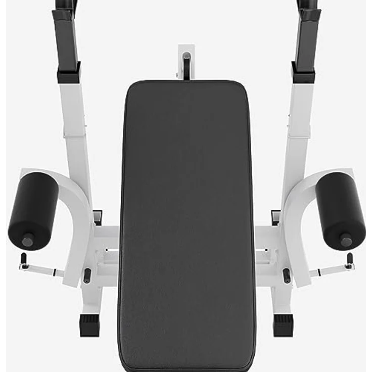 GORILLA SPORTS® Kraftstation Universal - Trainingsbank mit Latzugturm, Butterfly, Beincurler, Weiss – Bild 7