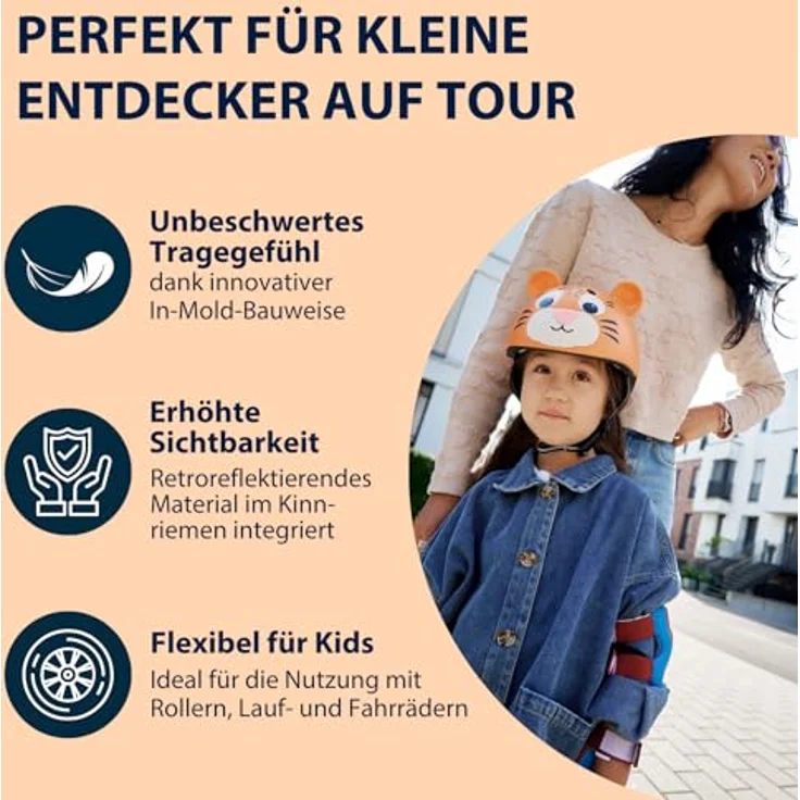 HUDORA Tiggy Kinderhelm, sicherer und bequemer Fahrradhelm in Orange, Größe XS (48-52 cm) für Kinder – Bild 6