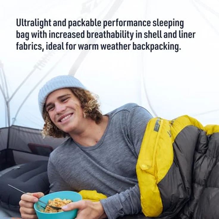 Sea to Summit Spark Ultralight Daunenschlafsack Regular (7°C), 850+ Loft Ultra-Dry Down, Mumienschlafsack, Grey & Yellow, 363 g – Bild 2