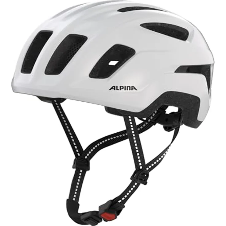 Alpina Paranus Urban, Fahrradhelm mit LED-Rücklicht und großer Belüftung, White Gloss – Bild 1
